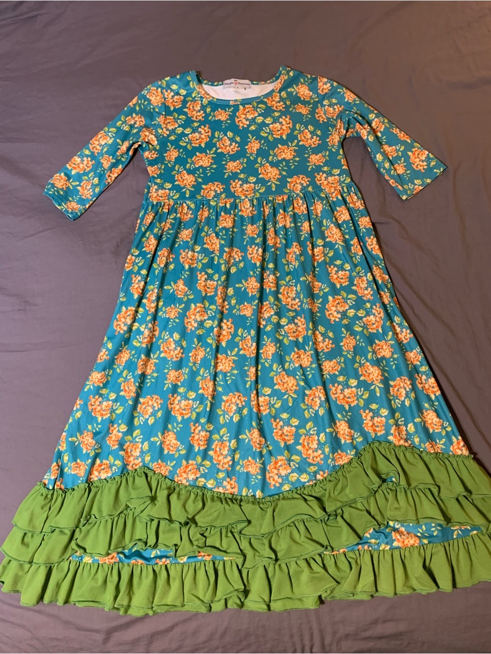 Girls Floral Casual Dress with Ruffle Hem